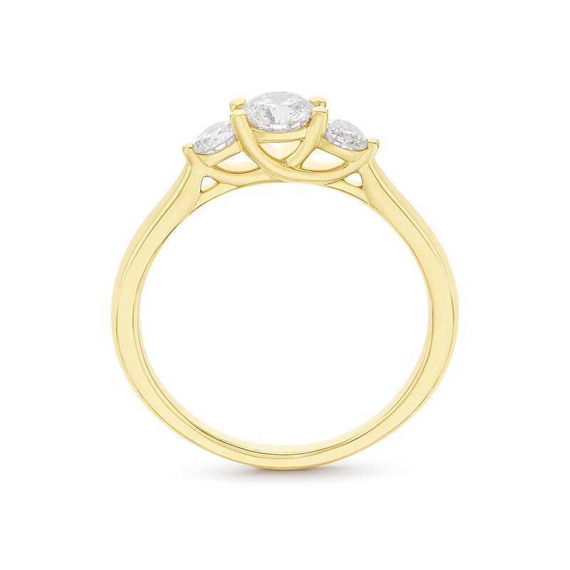 Engagement Ring 18ct Yellow Gold Round Trilogy 0.50ct Diamond Ring, view 3