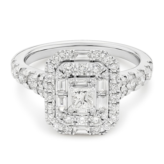 Engagement Ring Platinum Princess Cut & Round Certified Cluster 1ct Diamond Ring