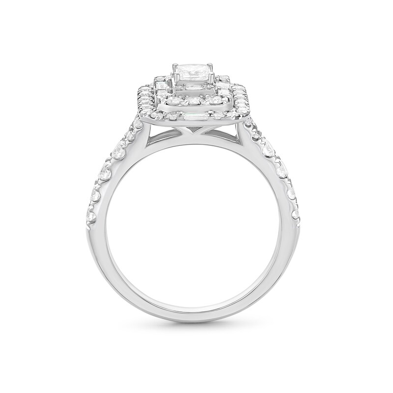 Engagement Ring Platinum Princess Cut & Round Certified Cluster 1ct Diamond Ring, view 3