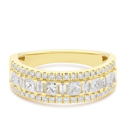 Eternity Ring 18ct Yellow Gold Round & Baguette Cut 1ct Diamond Ring