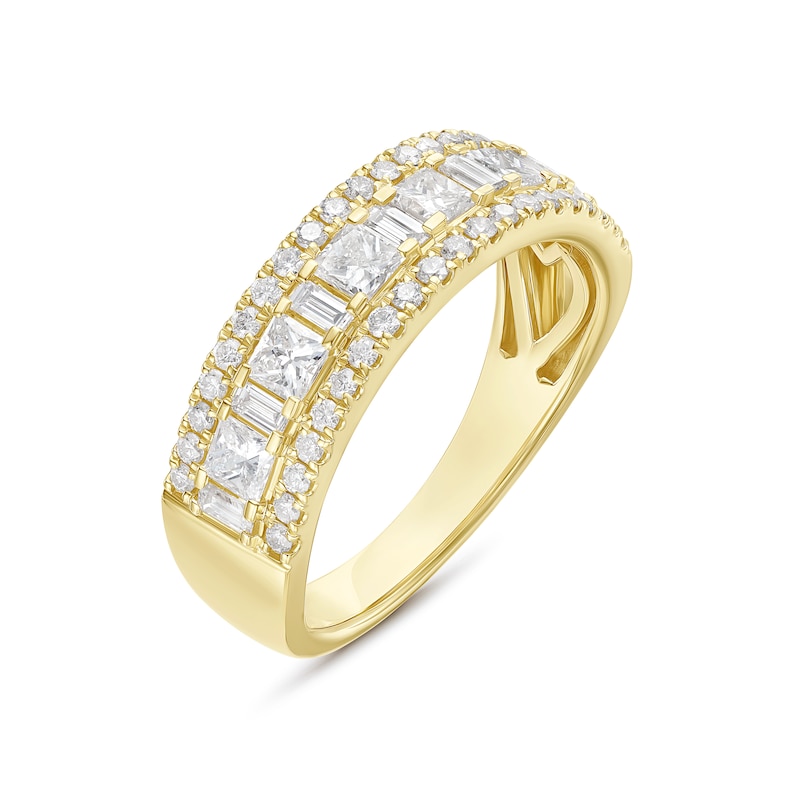 Eternity Ring 18ct Yellow Gold Mixed Cut 1ct Diamond Ring, view 2