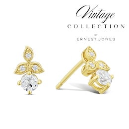 9ct Yellow Gold Old Mine Cut 0.43ct Diamond Drop Earrings
