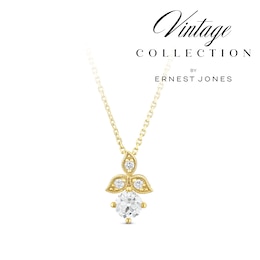 9ct Yellow Gold Old Mine Cut 0.33ct Diamond Pendant Necklace