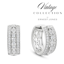 9ct White Gold Old Mine Cut 0.46ct Diamond Hoop Earrings