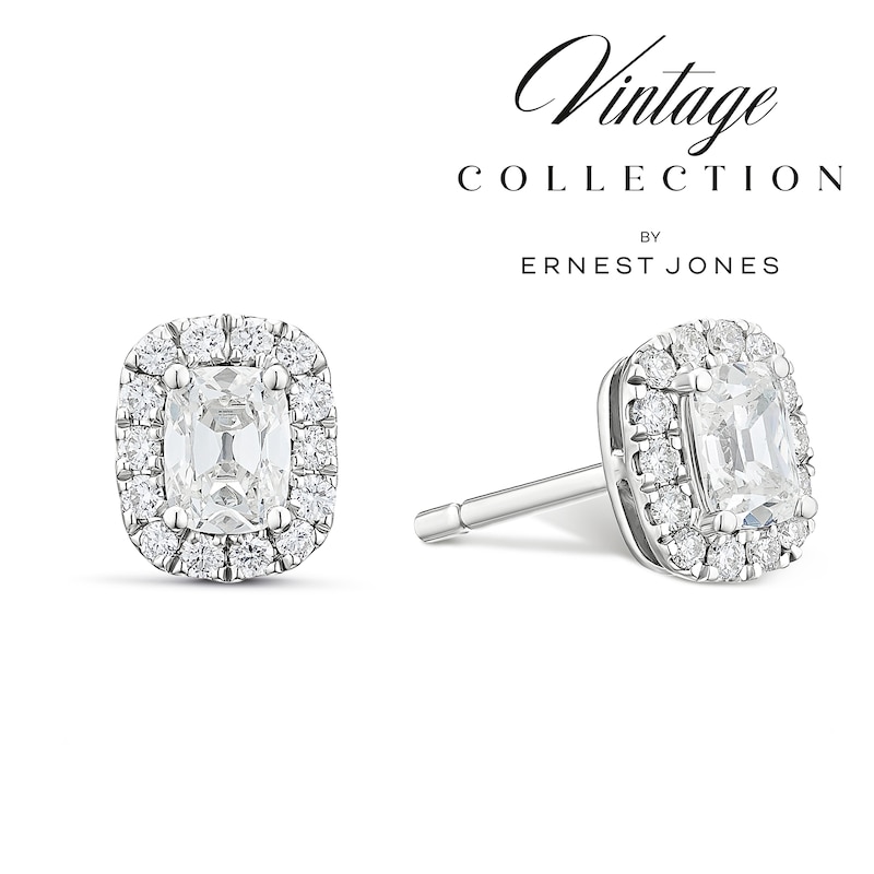 Main Image 1 of 9ct White Gold Old Mine Cut 0.53ct Diamond Stud Earrings