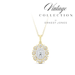 9ct Yellow & White Gold Old Mine Cut 0.50ct Diamond Pendant Necklace