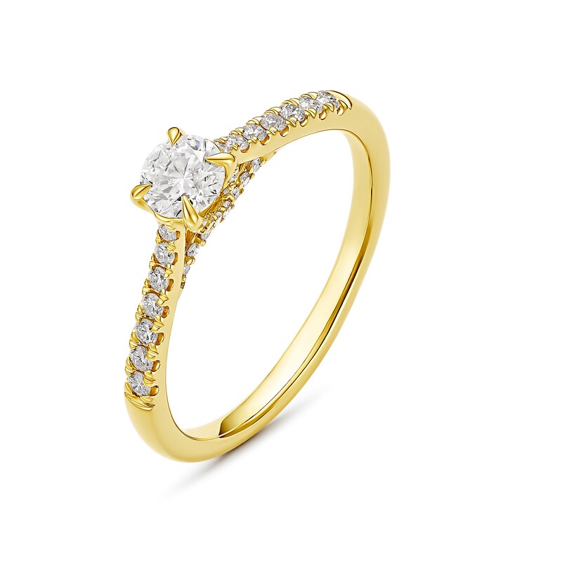 Engagement Ring 9ct Yellow Gold Solitaire 0.50ct Diamond Ring, view 2