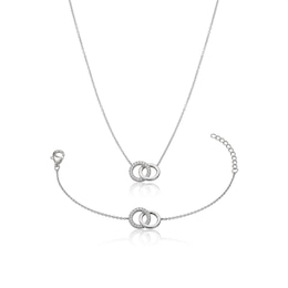 Sterling Silver Cubic Zirconia Circle Jewellery Set