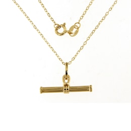 9ct Yellow Gold Polished T-Bar Pendant Necklace
