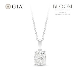 BLOOM 9ct White Gold 1.50ct Lab Grown Diamond Elongated Cushion Solitaire Pendant