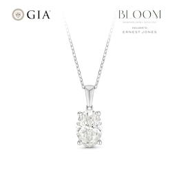 BLOOM 9ct White Gold 1.50ct Lab Grown Diamond Oval Solitaire Pendant