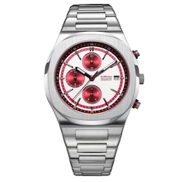 D1 Milano Chronograph Men's 39mm Red Dial Stainless Steel Bracelet Watch