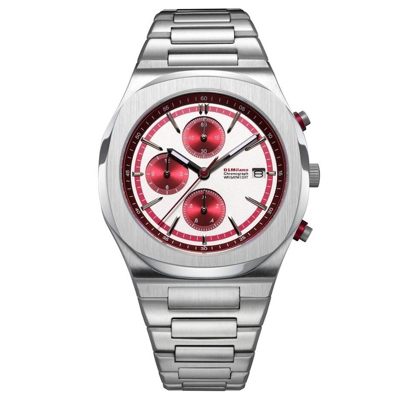 Main Image 1 of D1 Milano Chronograph Men's 39mm Red Dial Stainless Steel Bracelet Watch