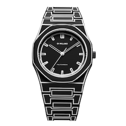 D1 Milano Polycarbon Men's 40.5mm Black Sketch Dial & Polycarbonate Strap Watch