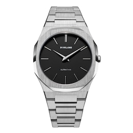 D1 Milano Ultra Thin Men's 40mm Black Dial & Stainless Steel Bracelet Watch