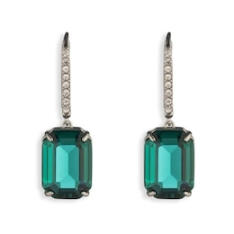 Lauren Ralph Lauren Silver Tone & Green Boxed Drop Earrings