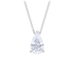 Sterling Silver Cubic Zirconia Pear Pendant Necklace