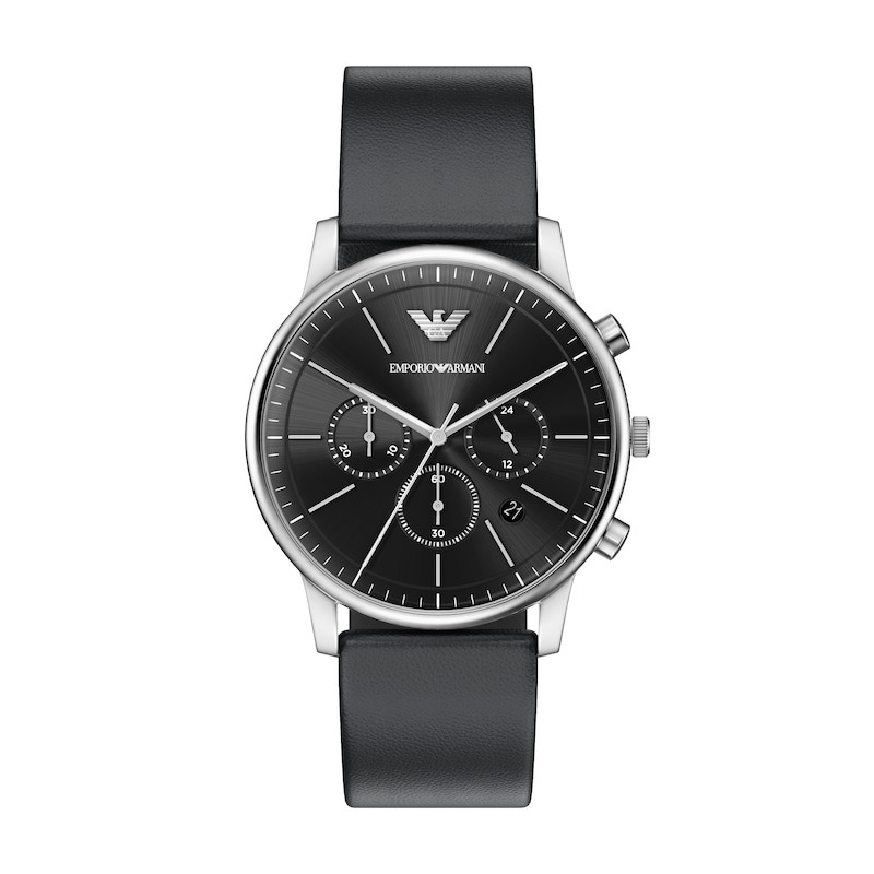 Main Image 1 of Emporio Armani Men's Chronograph Black Leather Watch