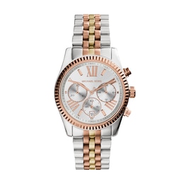 Michael Kors Lexington Women's Chronograph Tri-Tone Stainless Steel Watch