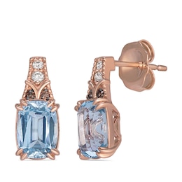 Le Vian 14ct Rose Gold Cushion Cut Topaz & Diamond Drop Earrings