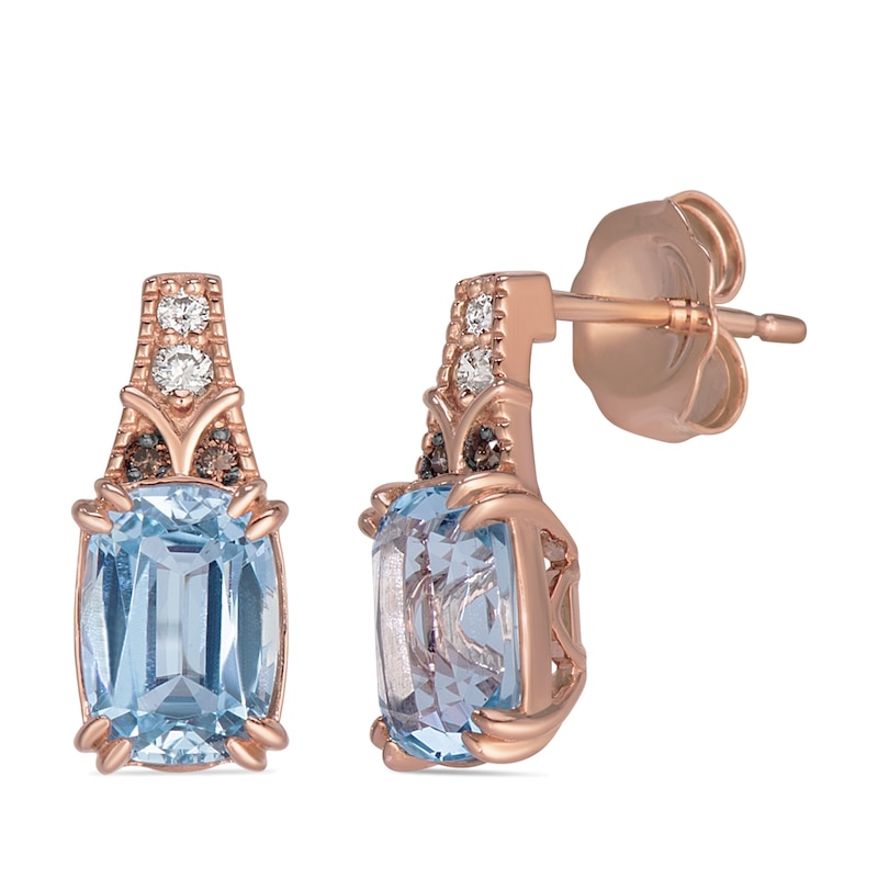 Main Image 1 of Le Vian 14ct Rose Gold Cushion Cut Topaz & Diamond Drop Earrings