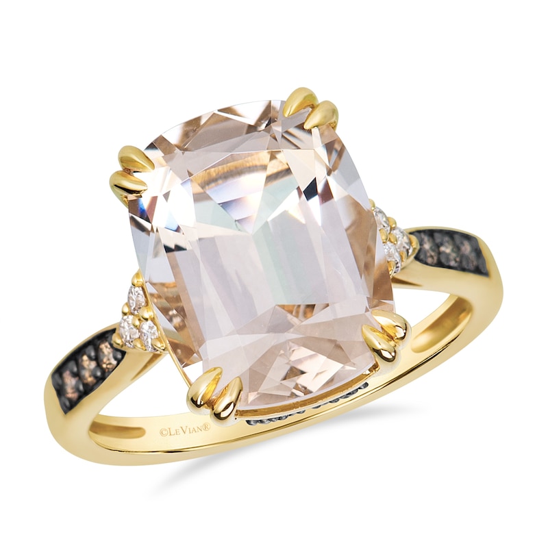 Main Image 1 of Le Vian 14ct Yellow Gold Cushion Cut Quartz & 0.15ct Diamond Solitaire Ring