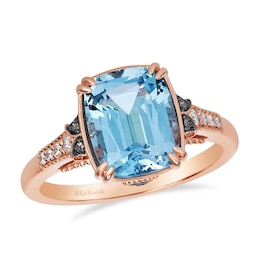 Le Vian 14ct Rose Gold Cushion Cut Topaz & Diamond Solitaire Ring