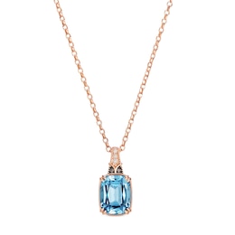 Le Vian 14ct Rose Gold Cushion Cut Topaz & Diamond Pendant Necklace