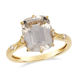 Le Vian 14ct Yellow Gold Cushion Cut Quartz & Diamond Solitaire Ring