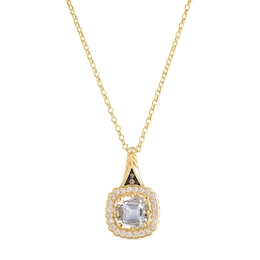 Le Vian 14ct Yellow Gold Cushion Cut Quartz & 0.25ct Diamond Pendant Necklace