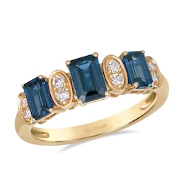 Le Vian 14ct Yellow Gold Emerald Cut Topaz & 0.10ct Diamond Eternity Ring