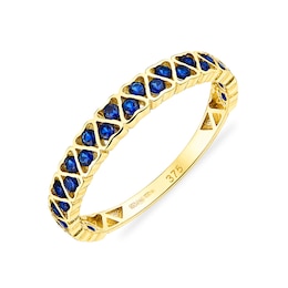 9ct Yellow Gold Blue Cubic Zirconia Eternity Ring