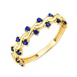 9ct Yellow Gold Blue Cubic Zirconia Fashion Ring