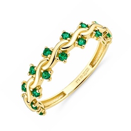 9ct Yellow Gold Green Cubic Zirconia Fashion Ring