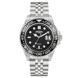 Rotary Apex100 45mm Black Dial Stainless Steel Bracelet Watch