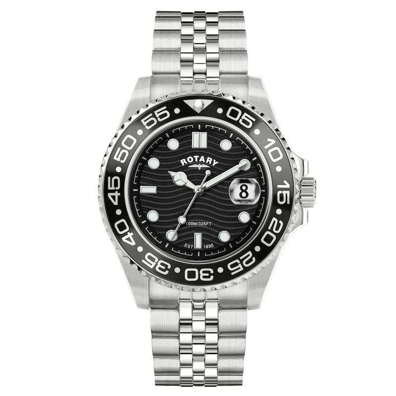 Main Image 1 of Rotary Apex100 45mm Black Dial Stainless Steel Bracelet Watch