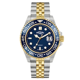 Rotary Apex100 45mm Blue Dial Two Tone Stainless Steel Bracelet Watch