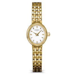 Rotary Cocktail 18mm Champagne Oval Dial Gold Tone Bracelet Watch