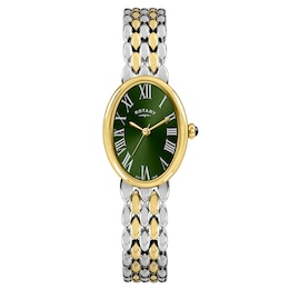 Rotary Heritage Astoria 22mm Green Oval Dial Two Tone Bracelet Watch