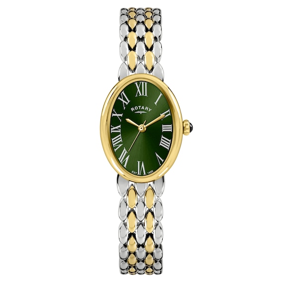 Rotary Women's Heritage Astoria Green Satin Dial Two Tone Stainless Steel Bracelet Watch