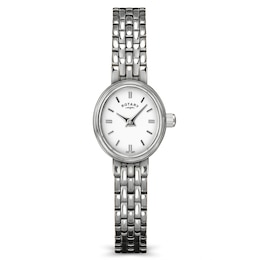 Rotary Cocktail 18mm White Oval Dial Stainless Steel Bracelet Watch