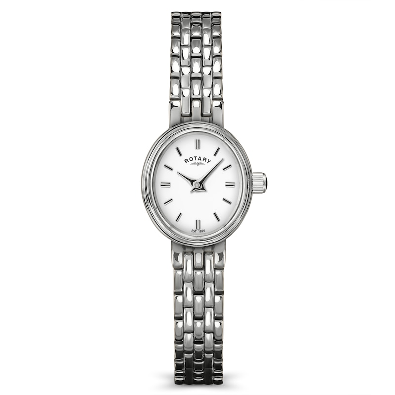 Main Image 1 of Rotary Cocktail 18mm White Oval Dial Stainless Steel Bracelet Watch
