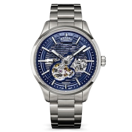 Rotary Greenwich GT1 42mm Blue Skeleton Dial Stainless Steel Automatic Watch