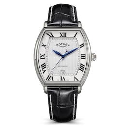Rotary 1895 Tonneau 36mm White Dial Black Leather Automatic Watch