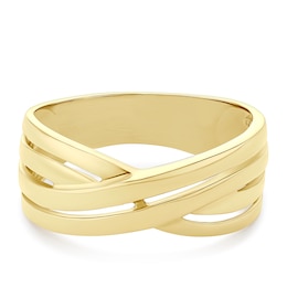 9ct Yellow Gold Interwoven Crossover Ring