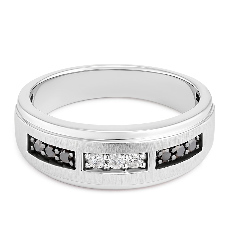 Main Image 1 of Sterling Silver Black & Clear 0.25ct Diamond Ring