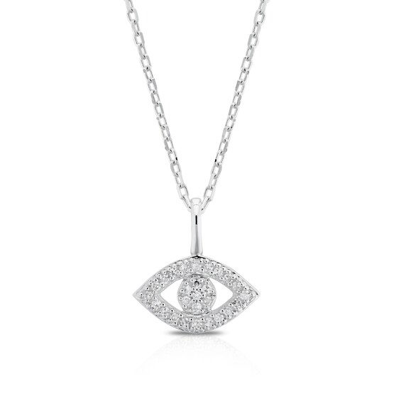 9ct White Gold Diamond Evil Eye Pendant