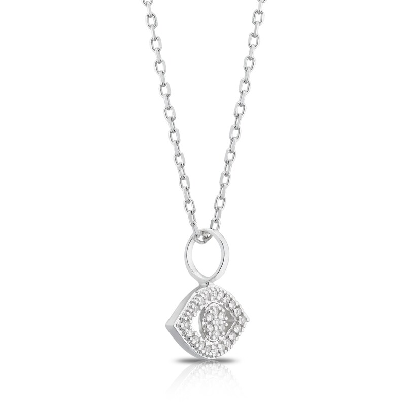 9ct White Gold Diamond Evil Eye Pendant