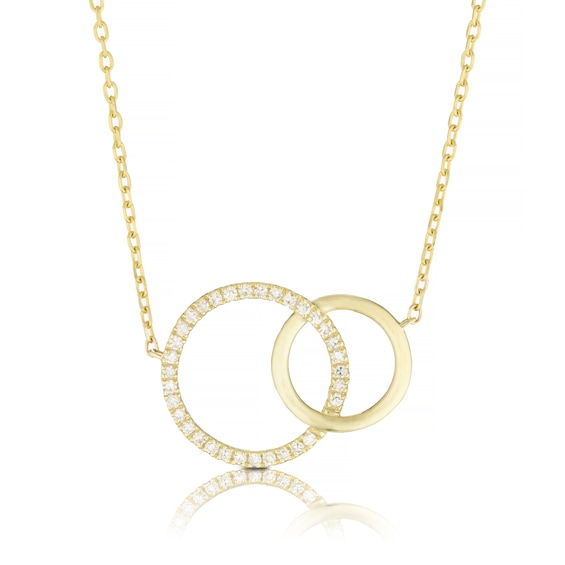 9ct Yellow Gold Diamond Interlinked Circle Necklace
