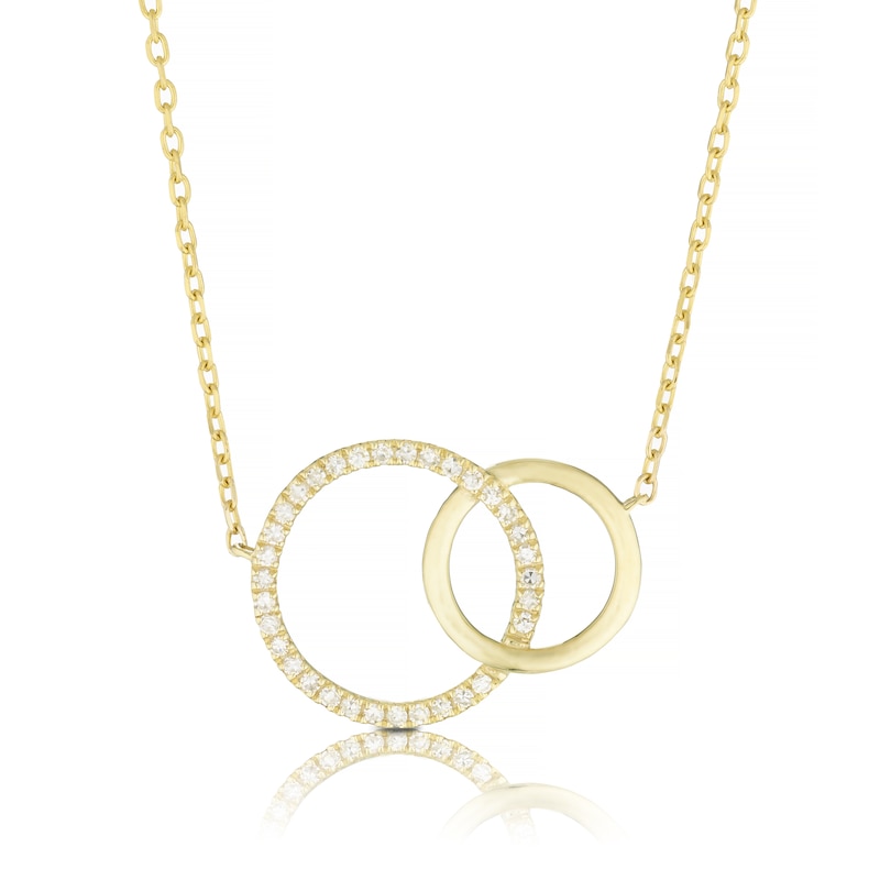 9ct Yellow Gold Diamond Interlinked Circle Necklace